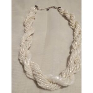 C&J White Micro Bead Braided Necklace